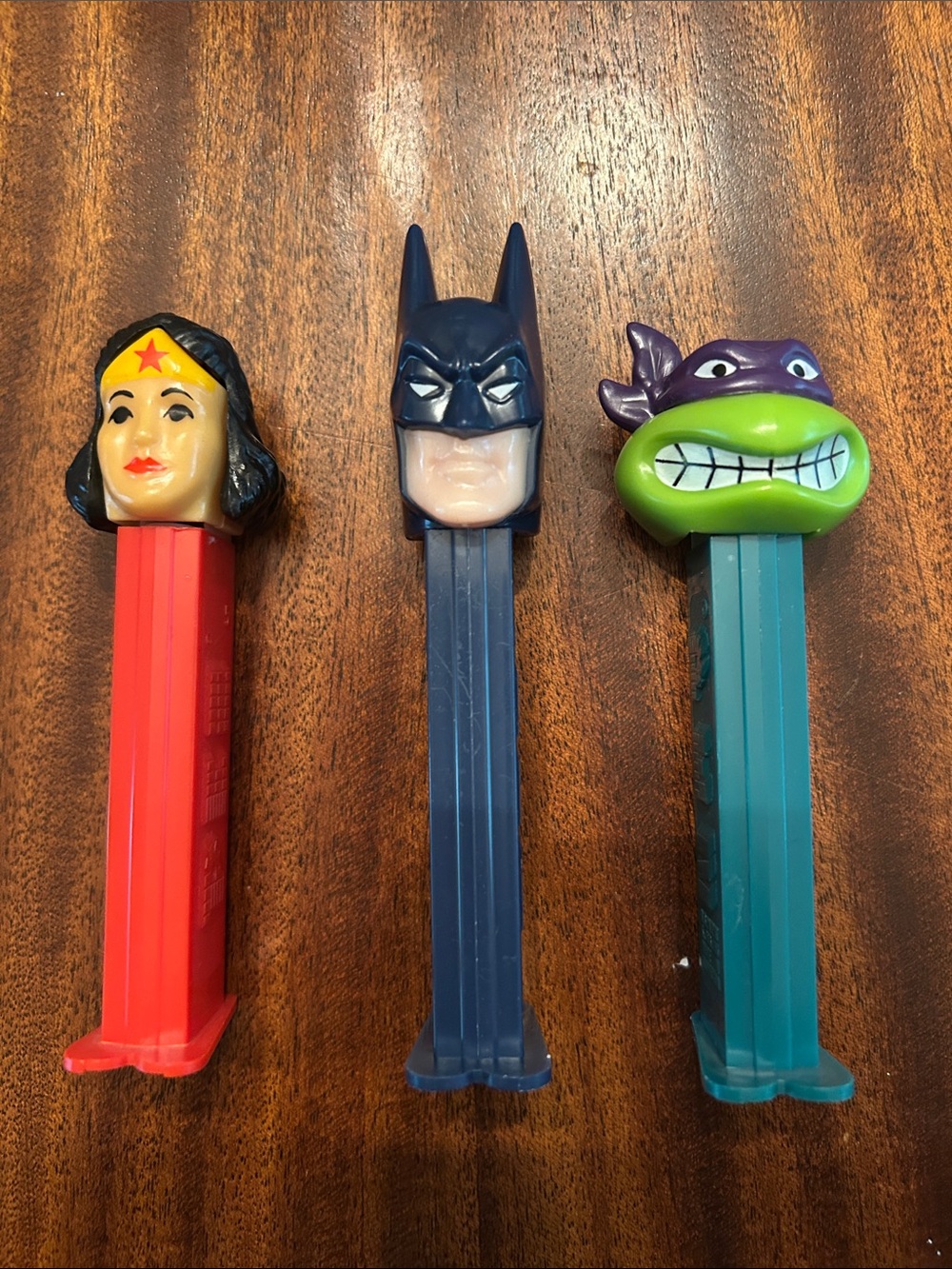 PEZ Dispensers- Set of 3 Superheroes- Wonder Woman, Donatello and Batman